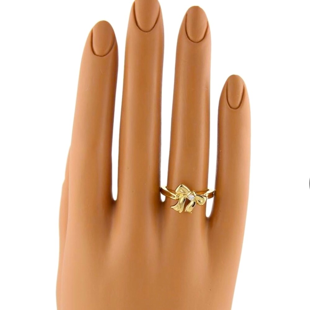 Tiffany and Co. 18K Diamond Engagement Ring & Diamond bow necklace BUNDLE - Picture 2 of 13